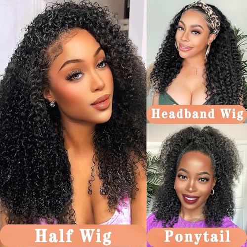 Trilumity Half Half 3 In Deep Wave Human Hair - Natural Black Hair Replacement Wig