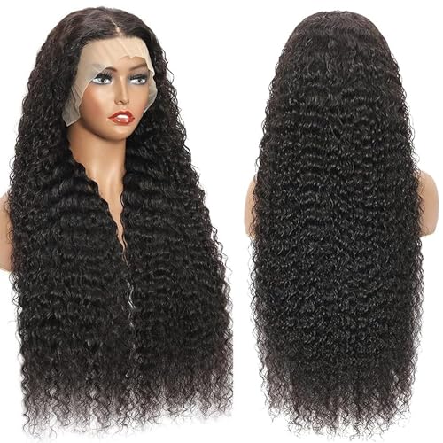 Trilumity 13X6 Hd Transparent Glueless Deep Wave Human Hair - Natural Black Hair Replacement Wig