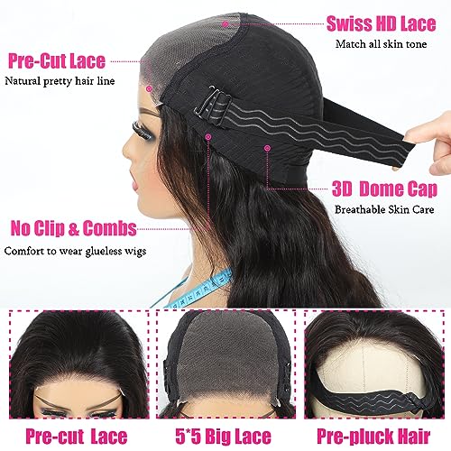 Trilumity Wear And Go Body Wave Brazilian Virgin Hair - Natural Black Hair Replacement Wig