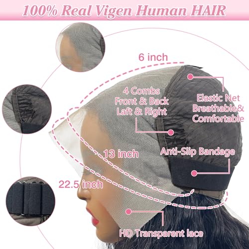 Trilumity 13X6 Thick Real Virgin Body Wave 100% Human Hair - Natural Black Hair Replacement Wig