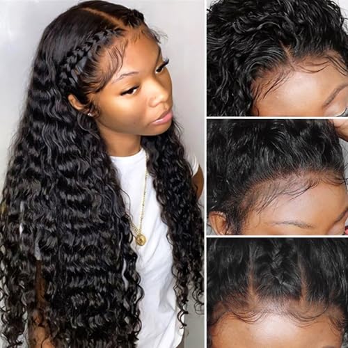 Trilumity 13X4 Wet And Wavy Deep Wave Human Hair - Natural Black Hair Replacement Wig
