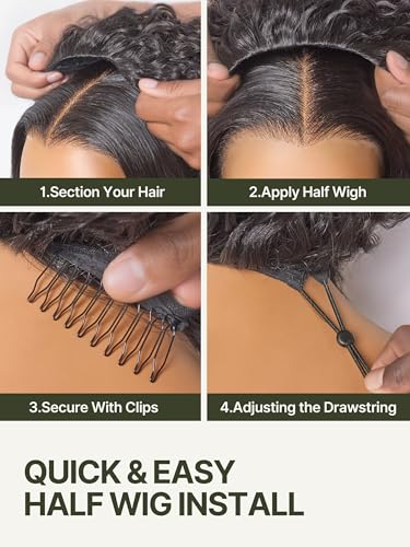 Trilumity Half Headband Glueless Straight Human Hair - Natural Black Hair Replacement Wig