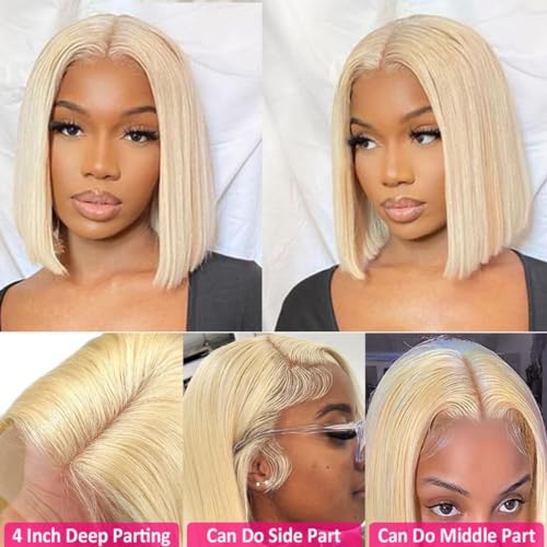 Trilumity Blonde Bob Straight 613 Straight Human Hair - 613 Blonde Hair Replacement Wig