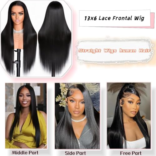 Trilumity Straight 13X6 200 Straight Human Hair - Natural Color Hair Replacement Wig