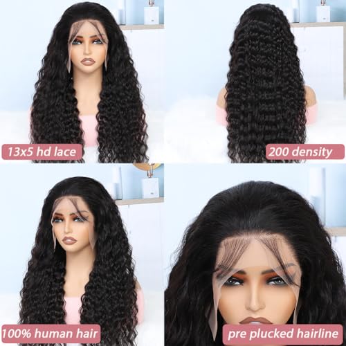 Trilumity 13X5 Hd Transparent Deep Wave 100% Human Hair - Natural Color Hair Replacement Wig
