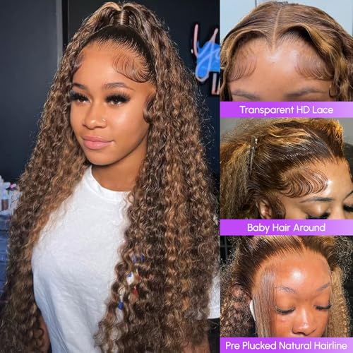 Trilumity 13X6 Full Al Water Wave Human Hair - Honey Blonde Hair Replacement Wig