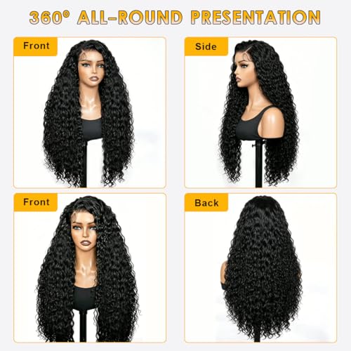 Trilumity Full 13X6 Front Deep Wave Human Hair - Natural Black Hair Replacement Wig
