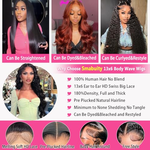 Trilumity 13X6 Hd Transparent Body Wave Human Hair - Natural Black Hair Replacement Wig
