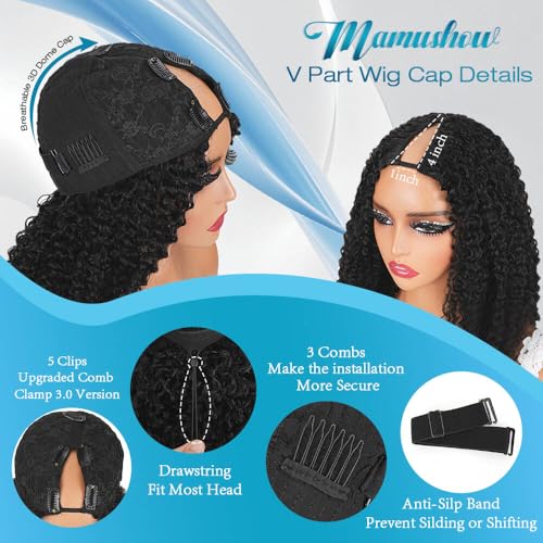 Trilumity V Part Burmese Curly Human Hair - Natural Black Hair Replacement Wig