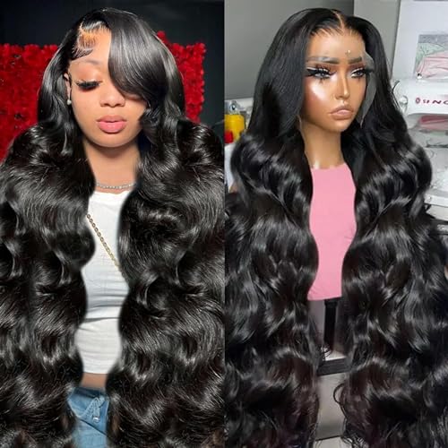 Trilumity 13X6 Hd Transparent Al Body Wave Human Hair - Natural Black Hair Replacement Wig