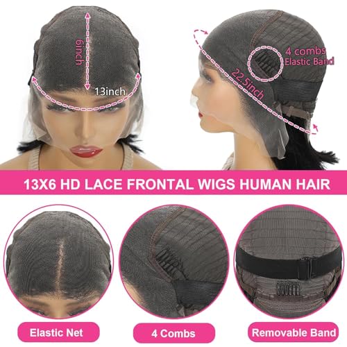 Trilumity 13X6 200 Density Front Body Wave Human Hair - Natural Black Hair Replacement Wig