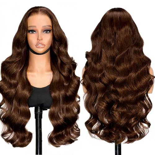Trilumity Chocolate Brown 13X6 Front Body Wave 100% Human Hair - Brown Hair Replacement Wig