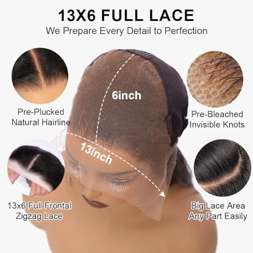 Trilumity 13X6 Pre Bleached Deep Wave Human Hair - Natural Black Hair Replacement Wig