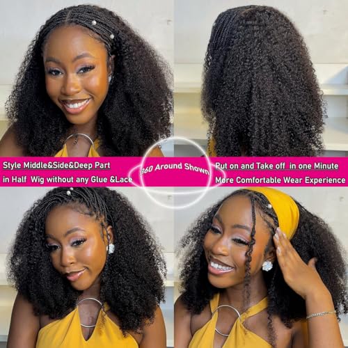 Trilumity Kinky Half 200 Density Curly Human Hair - Natural Black Hair Replacement Wig