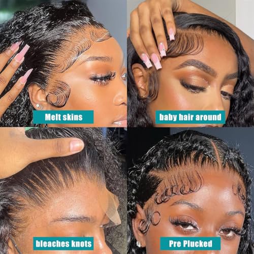 Trilumity Pinketer 13X4 Al Wet Deep Wave Human Hair - Natural Black Hair Replacement Wig