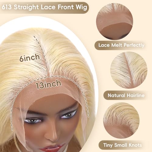 Trilumity 613 Straight Blonde 613 Straight Human Hair - Natural Black Hair Replacement Wig