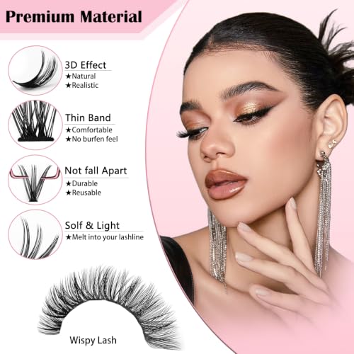Trilumity Lash Clusters Kit Lash Cat Eye Faux Mink Fiber - Black False Lashes