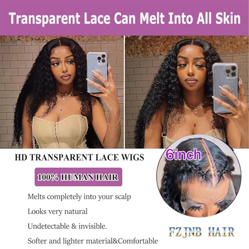 Trilumity 13X6 Front Pre Plcked Deep Wave 100% Human Hair - Natural Black Hair Replacement Wig