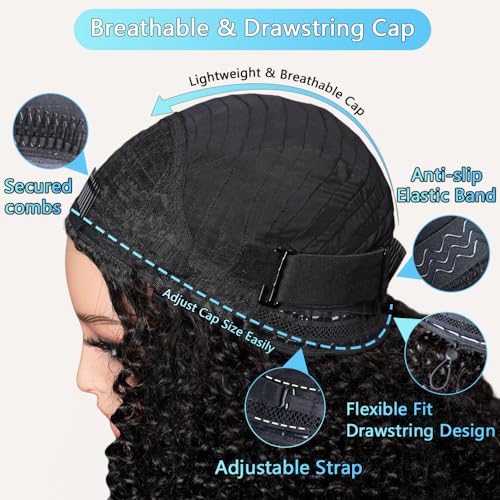 Trilumity Kinky Half Wear Curly Human Hair - Natural Black Hair Replacement Wig