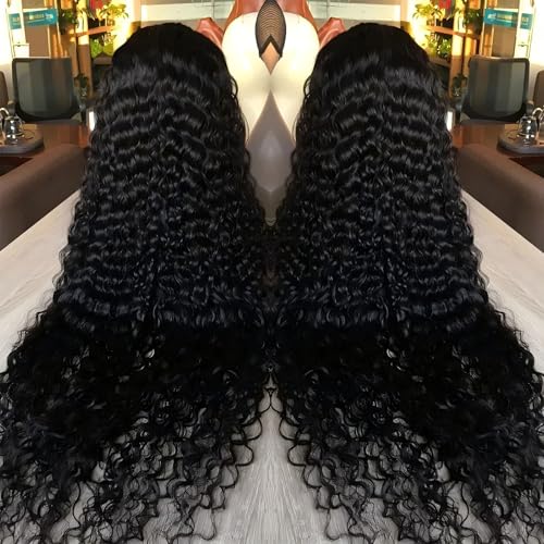 Trilumity 13X6 Front 200 Deep Wave 100% Human Hair - Natural Black Hair Replacement Wig
