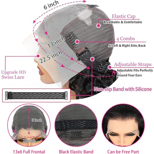 Trilumity 13X6 Hd Transparent For Deep Wave Human Hair - Natural Black Hair Replacement Wig