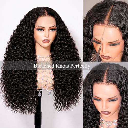 Trilumity 13X6 Pre Bleached Deep Wave Human Hair - Natural Black Hair Replacement Wig