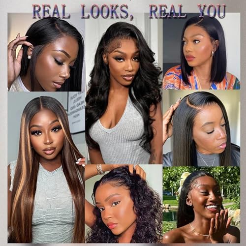 Trilumity 13X6 Front Pre Plcked Deep Wave 100% Human Hair - Natural Black Hair Replacement Wig