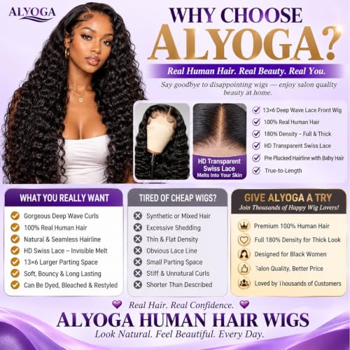 Trilumity 13X6 Hd Deep Wave Human Hair - Natural Color Hair Replacement Wig