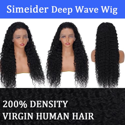 Trilumity 13X6 Front Brazilian Deep Wave Human Hair - Natural Black Hair Replacement Wig
