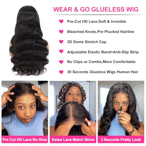 Trilumity Wear And Go Body Wave Brazilian Virgin Hair - Natural Black Hair Replacement Wig