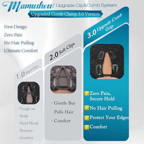 Trilumity V Part Burmese Curly Human Hair - Natural Black Hair Replacement Wig