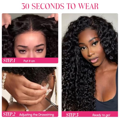 Trilumity 7X6 Burmese Glueless Pre Curly Human Hair - Natural Black Hair Replacement Wig