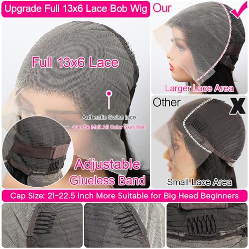 Trilumity Bob Full 13X6 Front Bob Human Hair - Natural Black Hair Replacement Wig