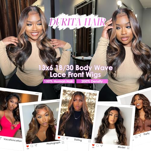 Trilumity 13X6 Highlight 1B/30 Ombre Body Wave Brazilian Virgin Hair - Natural Black Hair Replacement Wig