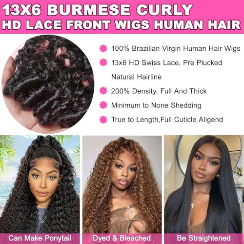 Trilumity 13X6 Hd Transparent Burmese Curly Human Hair - Natural Black Hair Replacement Wig