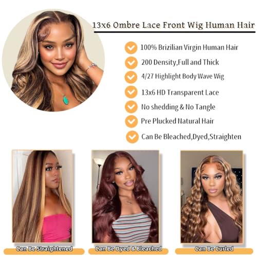 Trilumity Honey Blonde Ombre Body Wave Human Hair - Honey Blonde Hair Replacement Wig