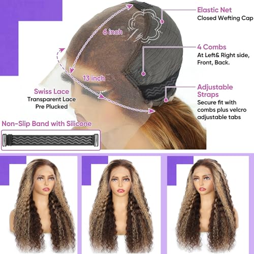 Trilumity Highlight 13X6 Hd Honey Deep Wave Human Hair - Honey Blonde Hair Replacement Wig