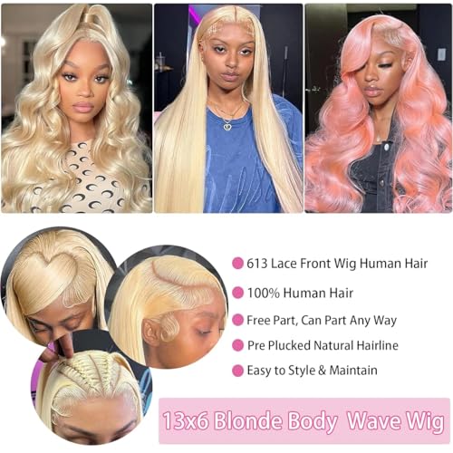 Trilumity 613 13X6 Blonde 613 Body Wave Human Hair - Natural Black Hair Replacement Wig