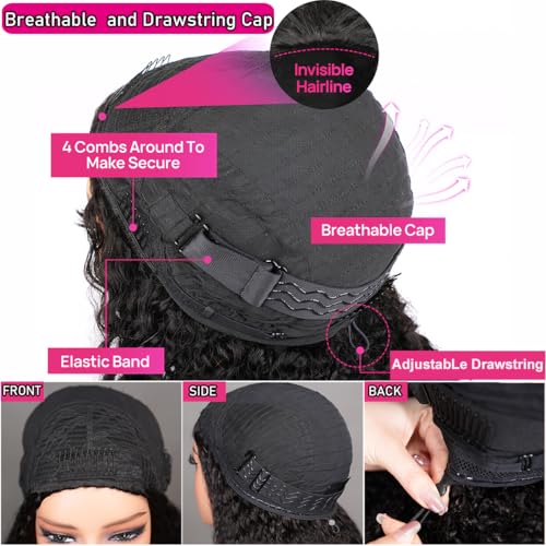 Trilumity Kinky Half 200 Density Curly Human Hair - Natural Black Hair Replacement Wig