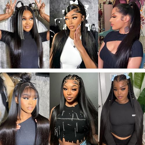 Trilumity 13X6 Straight With Straight Human Hair - Natural Black Hair Replacement Wig