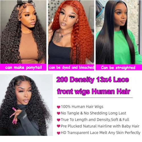 Trilumity 200 Density 13X4 Glueless Deep Wave 100% Human Hair - Natural Black Hair Replacement Wig