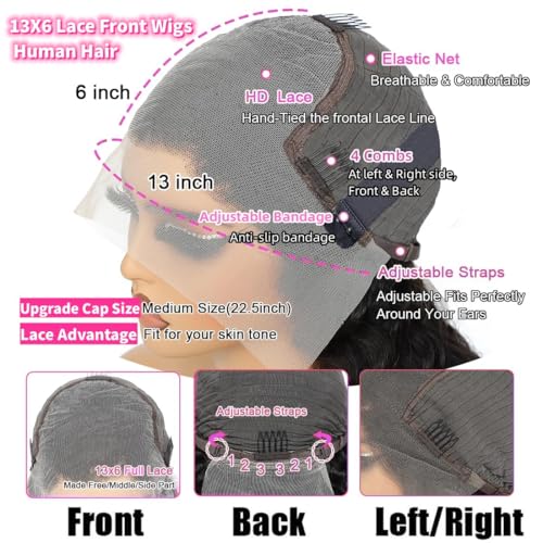 Trilumity 13X6 For Women Hd Deep Wave Human Hair - Natural Black Hair Replacement Wig
