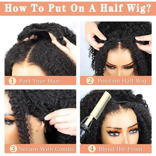 Trilumity Half Half 3 In Deep Wave Human Hair - Natural Black Hair Replacement Wig