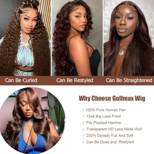 Trilumity Chocolate Brown 13X6 Body Wave Human Hair - Brown Hair Replacement Wig