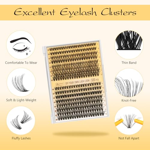 Trilumity Lash Clusters Kit 30D+40D Cat Eye Faux Mink Fiber - Black False Lashes