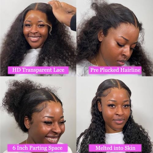 Trilumity 200 Density 13X6 Hd Deep Wave Human Hair - Natural Black Hair Replacement Wig