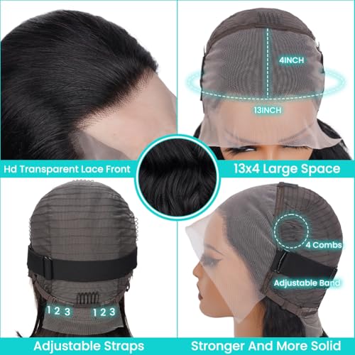 Trilumity 13X4 Hd Transparent Al Body Wave Human Hair - Natural Black Hair Replacement Wig