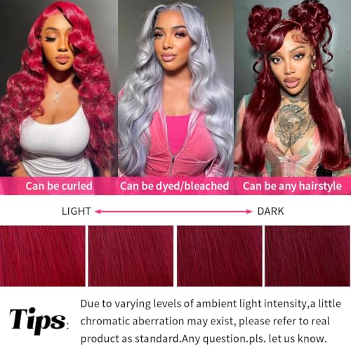 Trilumity 99J Burgundy 13X6 Straight Straight Human Hair - Burgundy Hair Replacement Wig