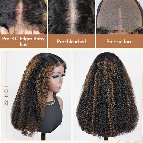 Trilumity 4C Edges Glueless Curly 100% Human Hair - Natural Black Hair Replacement Wig