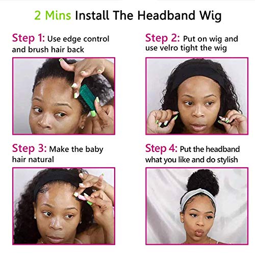 Trilumity Headband Water Headband For Water Wave Human Hair - Natural Black Hair Replacement Wig
